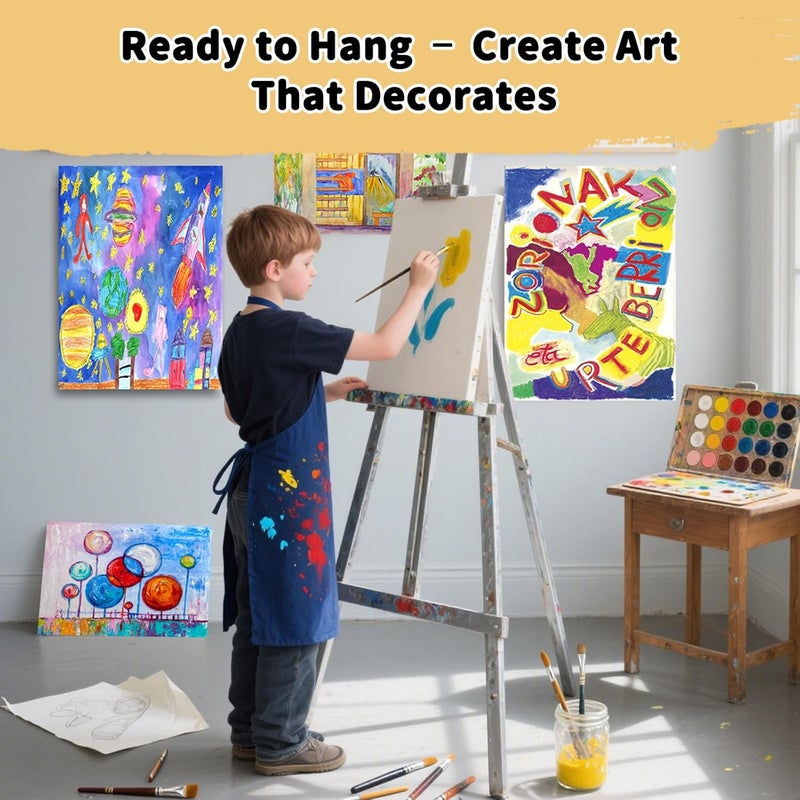 FROM ONE 10-Pack 12x16” Stretched Canvas – 100% Cotton with Natural Cottonseed Husk, 5/8” Deep Frame, Triple Primed Acid-Free White Canvas, No Bleed-Through, Warp-Resistant– Ready for Acrylics, Oils, Gouache - Image 4